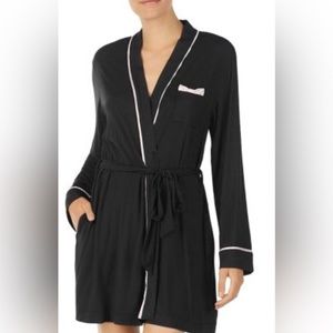 Kate Spade Black and Pink robe with side pockets, Size X-Small